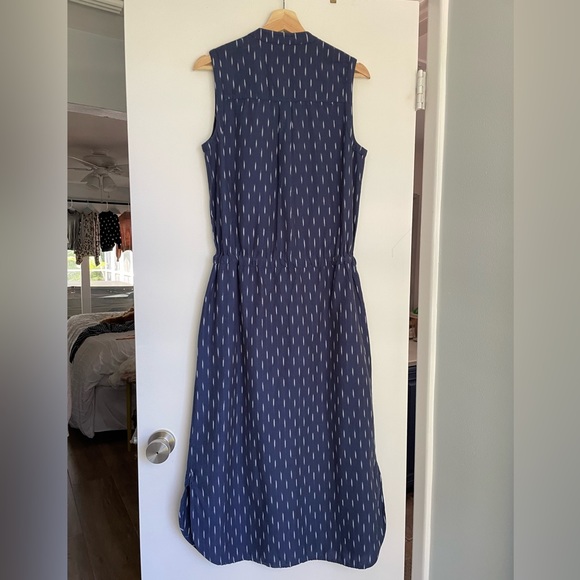 Faherty Saylor Midnight Ikat Button Up Sleeveless Drawstring Dress - XS - Picture 8 of 10